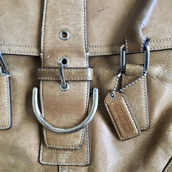 COACH Hampton‎ Soho Light Tan Genuine Leather Satchel Shoulder Bag H3S-9550 - Picture 4 of 14